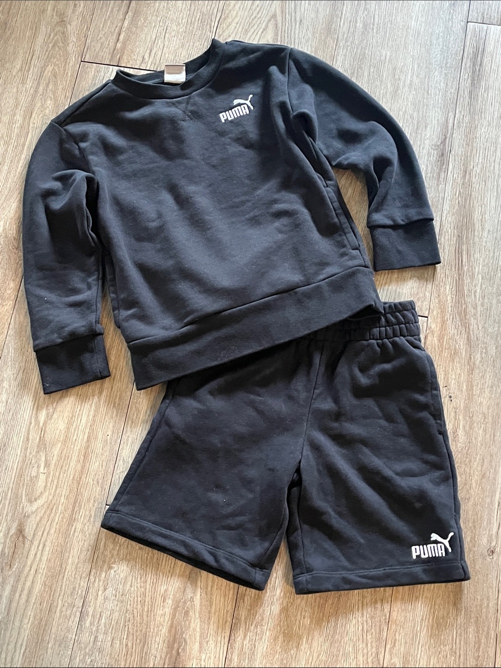 Puma Black Crewneck Sweatshirt and Shorts Set
